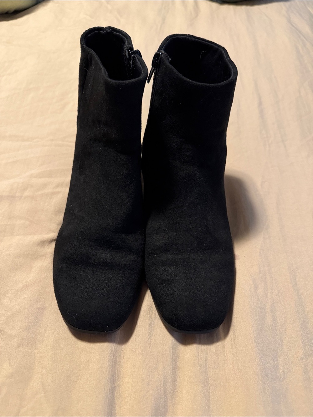Time and Tru Black Suede-Look Ankle Booties